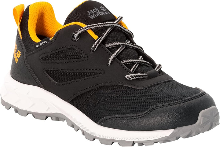 Jack Wolfskin Unisex Kinder Woodland Texapore Low K Walking-Schuh, 30 EU Black Burly Yellow