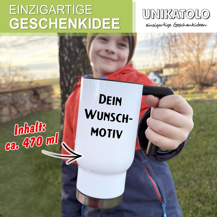 Thermobecher personalisiert mit Einhorn & Name, Isolierbecher individuell bedruckt, Coffee to go Bec