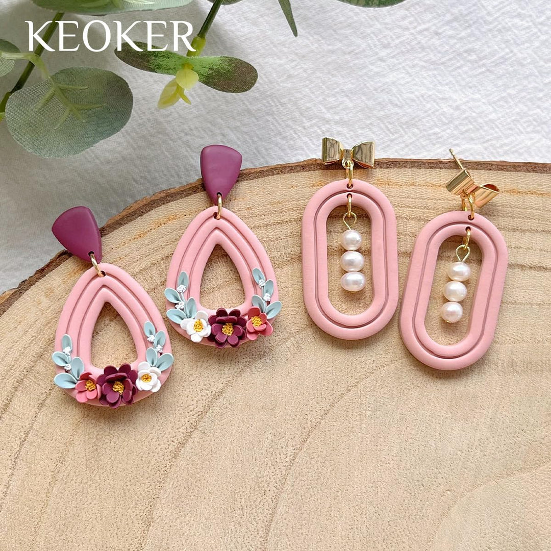 Keoker Organic Polymer Clay Cutters, 10 Shapes Extruded Polymer Clay Earring Cutters Boho Extrudiert
