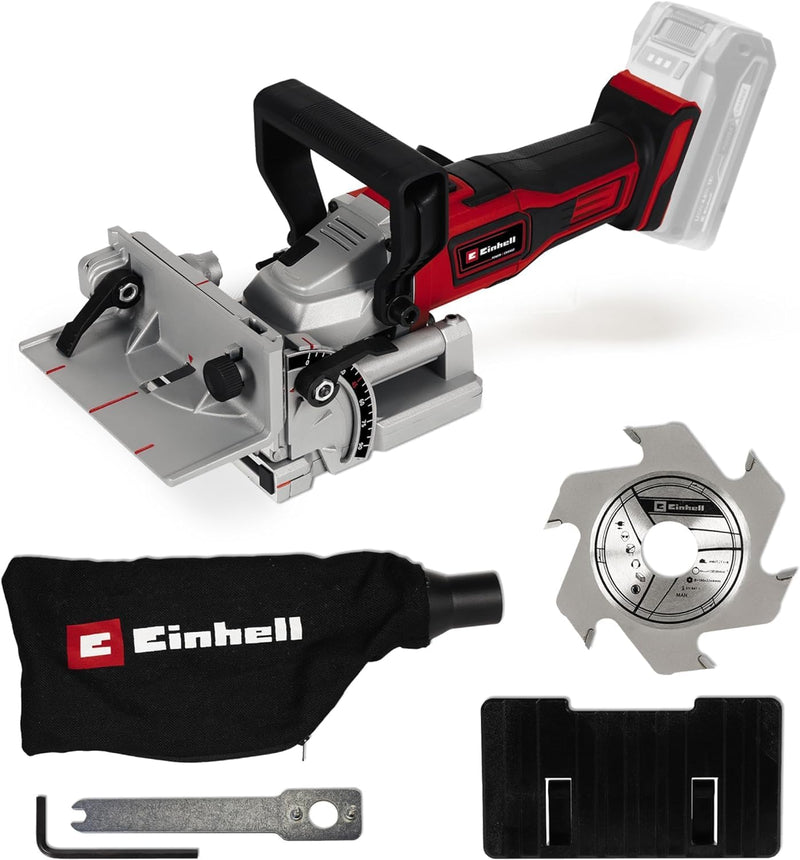 Einhell Akku-Flachdübelfräse TE-BJ 18 Li-Solo Power X-Change (18 V, Li-Ion, stufenlose Winkel-/Höhen