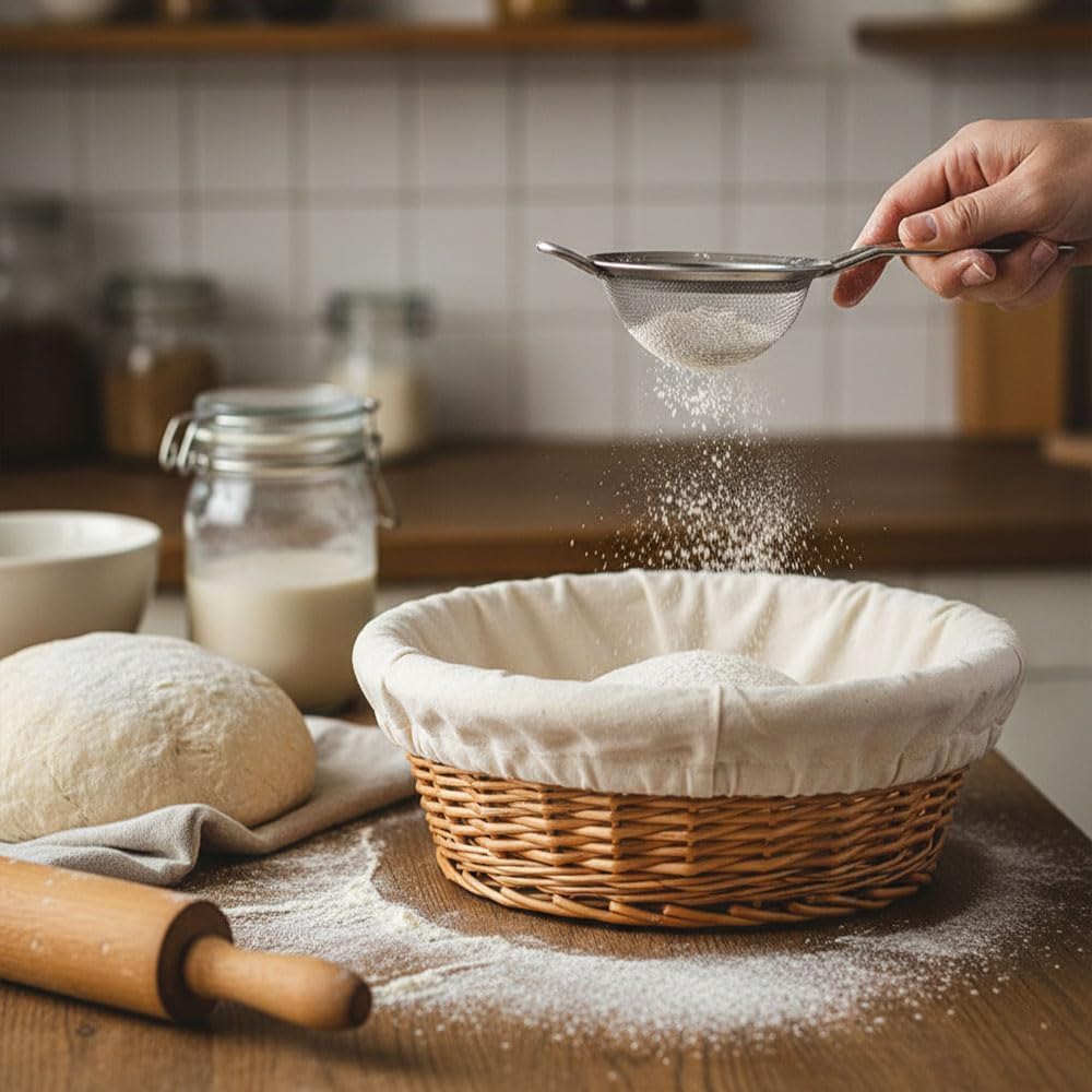 6 Stück Bäckerleinen aus Leinen, 25 cm Teigtuch für Gärkörbe, Strudeltuch Gärtuch zum Brotbacken, Ba