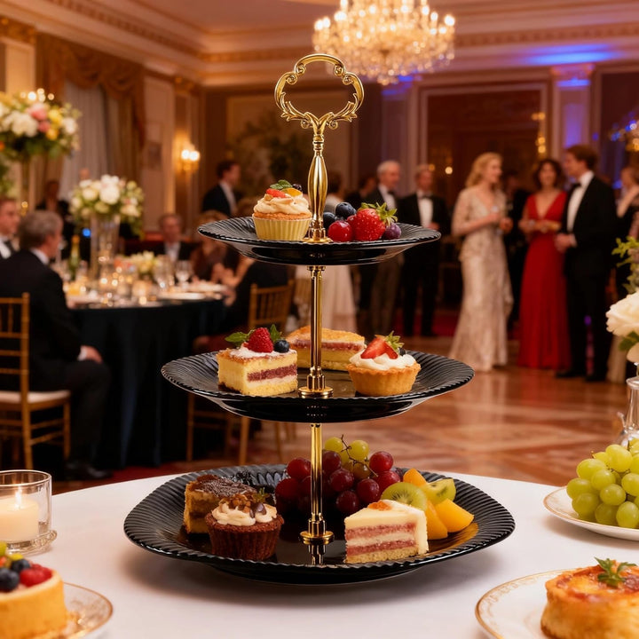 3 Schicht Keramik Tortenständer für Hochzeiten, Desserttisch Display Set für Teepartys Servierplatte