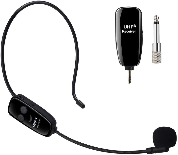 PELLOR Wireless UHF Mikrofon, Professionell Kabellos Wiederaufladbar Mikrofon Headset Sprachverstärk