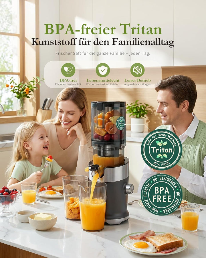 Entsafter, Slow Juicer mit 130mm Breite Fütterungsröhre für Ganze Gemüse und Obst Testsieger, 220W K