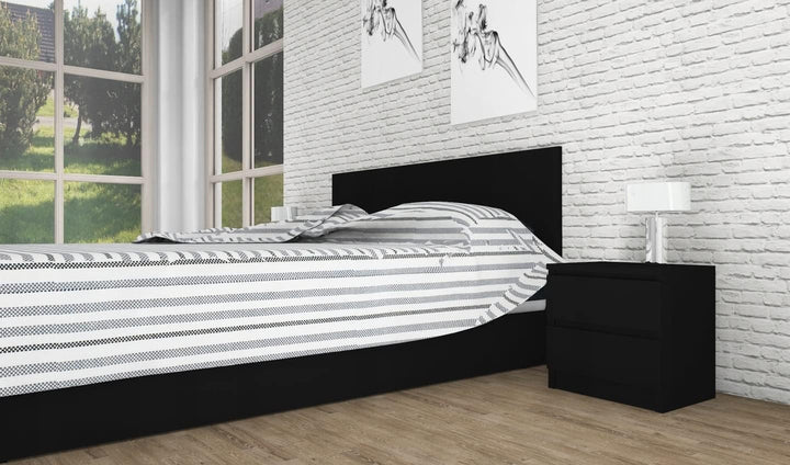 VBChome Nachttisch 40 x 30 x 40 cm Weiss-Eiche Nachttisch mit Zwei Schubladen für das Schlafzimmer G