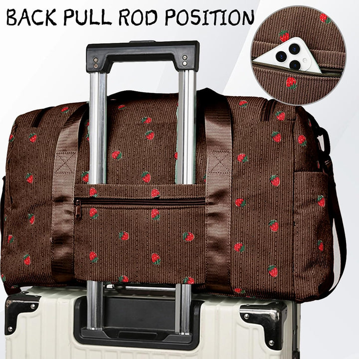 Reisetasche Damen, Sporttasche Damen mit Schuhfach, Nassfach and Kleine Geldbörse, Cord Schwimmtasch
