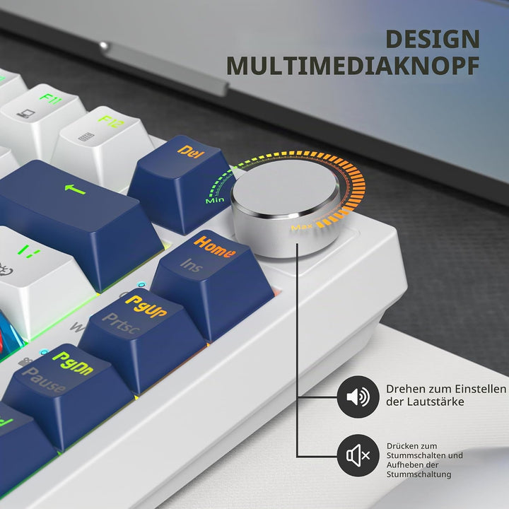 SOLIDEE Verkabelte 75% Mechanische Gaming-Tastatur,hot-swap-fähige Mechanische Tastatur mit Gasket S