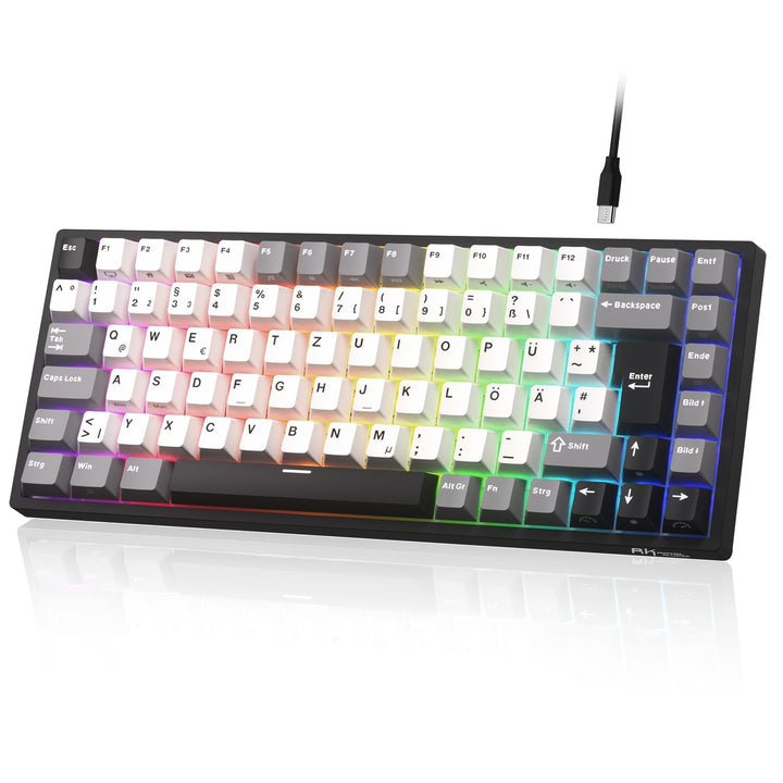RK ROYAL KLUDGE RK84-DE Kabelgebundene 75% TKL RGB Hot Swapable Mechanische Gaming-Tastatur,Deutsche