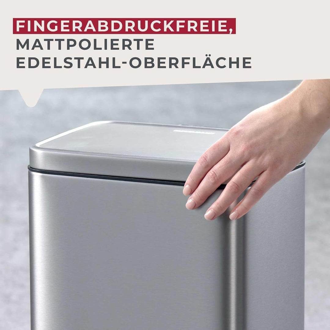 FACKELMANN CHICAGO Pedal-Abfallsammler 30L – Edelstahl matt, fingerabdruckfrei, mit stabilem Pedal u