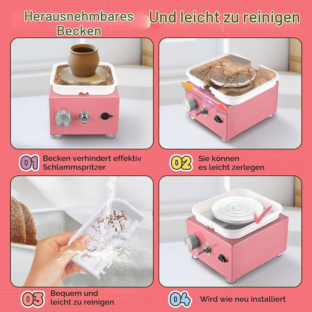 Mini Elektrisch Töpfermaschine, Couleeur 2000RPM 10/6.5CM Einstellbare Geschwindigkeit Metall-Drehte