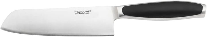 Fiskars Santoku-Messer, Gesamtlänge: 31 cm, Qualitätsstahl/Kunststoff, Schwarz, Royal, 1016465 Kling