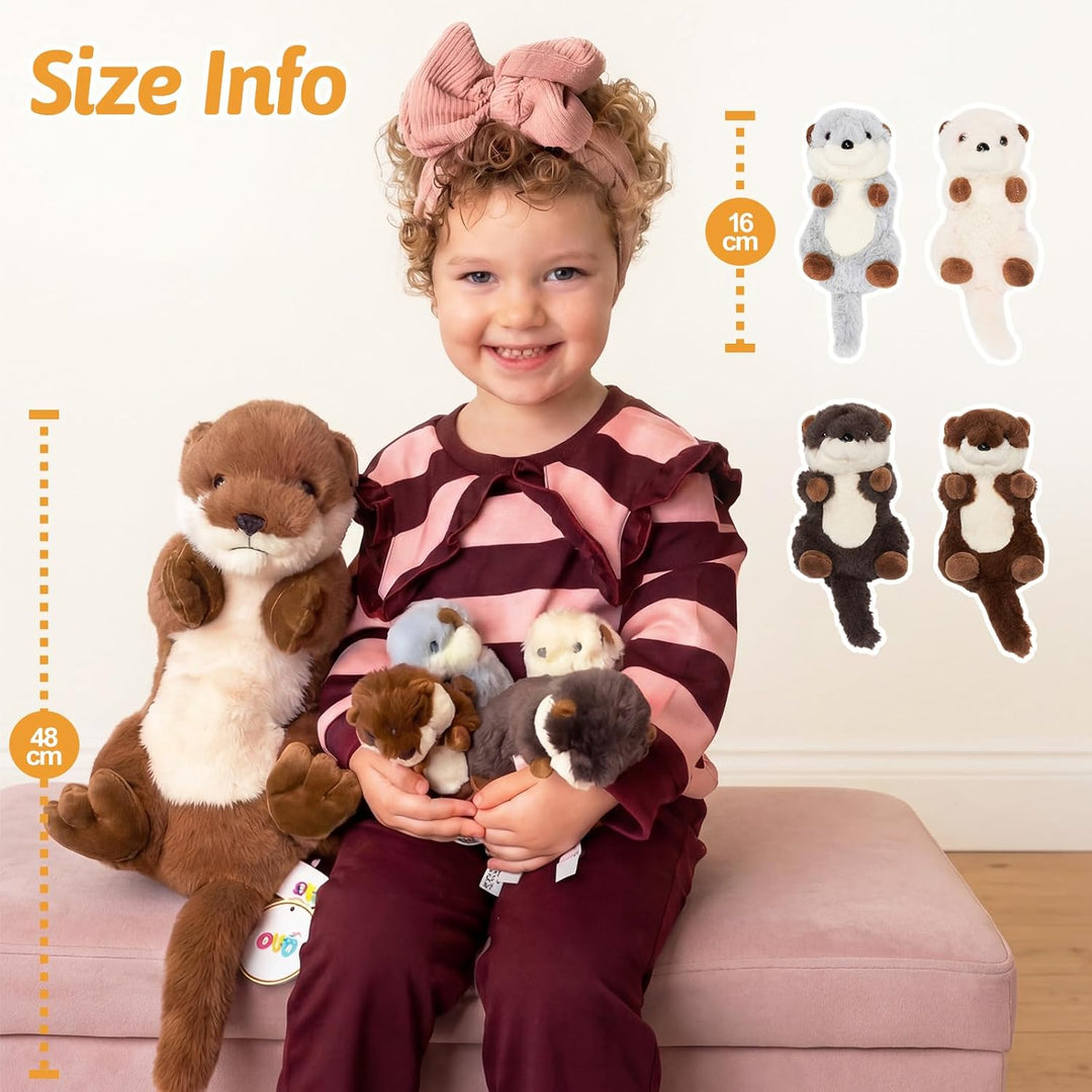 OUOZZZ Otter Kuscheltier, Weiches Otter Plüschtier mit 4 Babys im Bauch - Schlafkissen Otter Geschen
