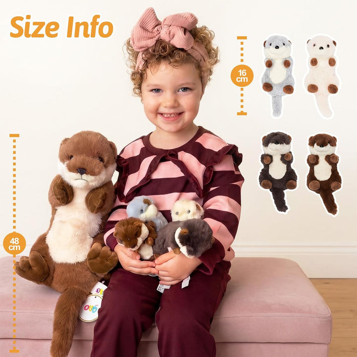 OUOZZZ Otter Kuscheltier, Weiches Otter Plüschtier mit 4 Babys im Bauch - Schlafkissen Otter Geschen