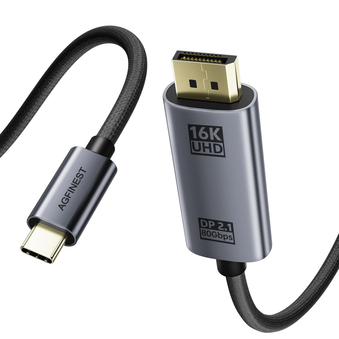 Bidirektional USB-C auf DisplayPort 2.1 Kabel, 80Gbps UHBR20, 16K@60Hz 8K@120Hz 4K@240Hz, VRR HDR Th