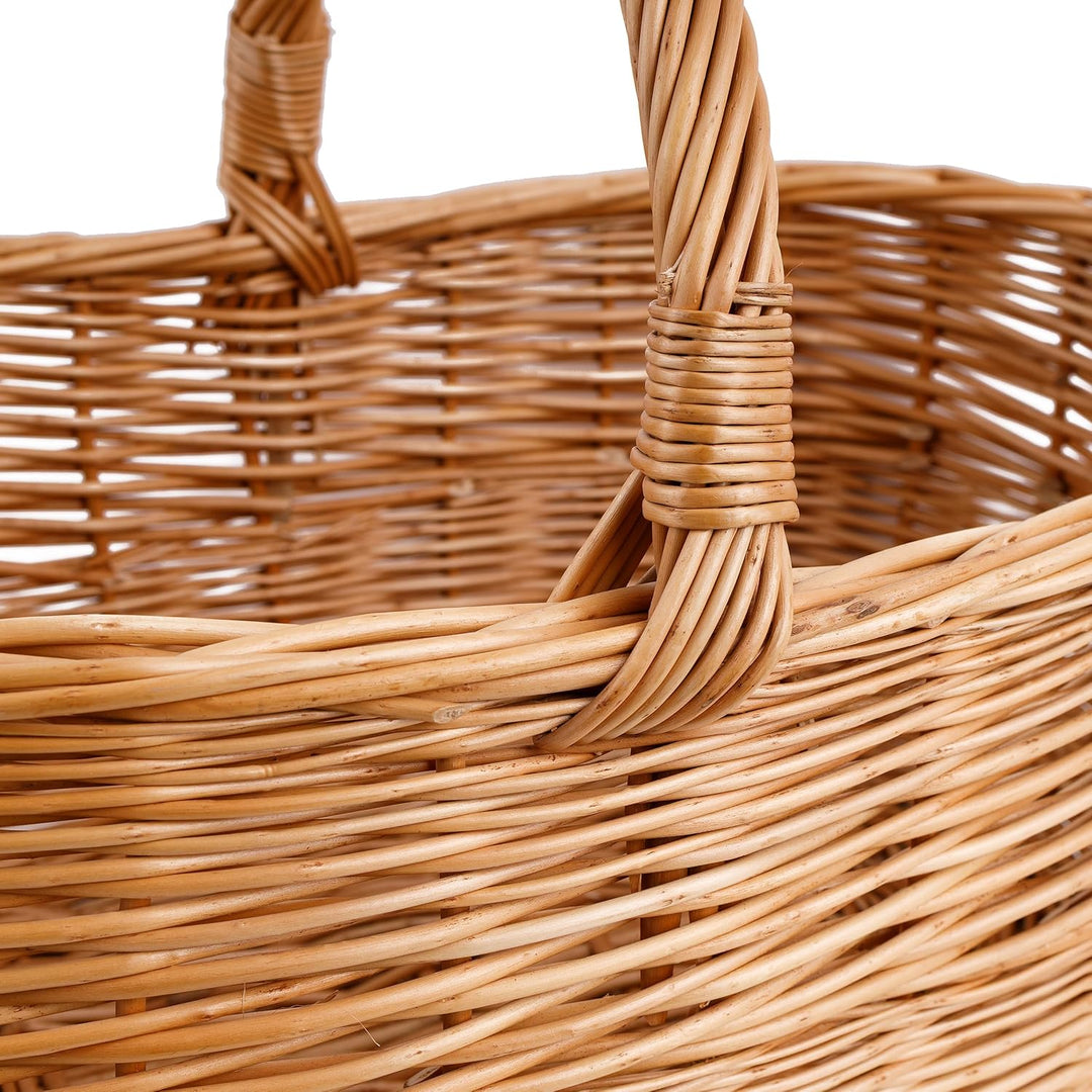 Creative Home Grosser Picknickkorb Weidenkorb mit Henkel Einkaufskorb | 47 x 31 x 36 cm | Naturbraun