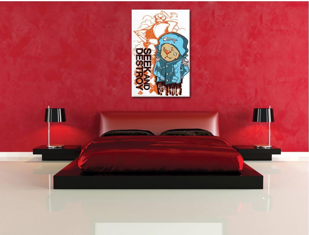 Pixxprint Seek and Destroy White Bild auf Leinwand, XXL riesige Bilder fertig gerahmt mit Keilrahmen