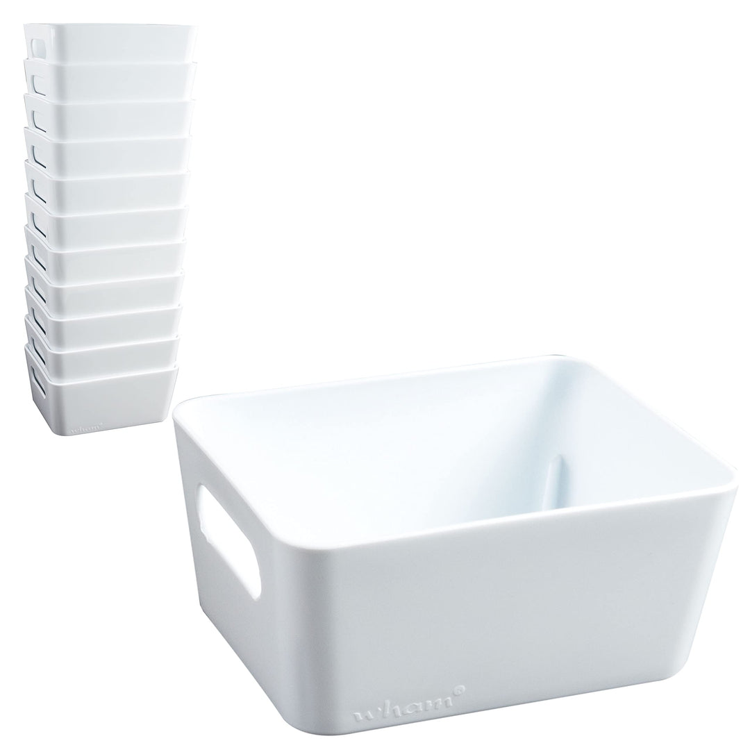 12x Ordnungsboxen - 6cm hoch - WEIss - 12,5x10x6cm - 1 Liter - Ordnungskorb - Schubladenorganizer Sc