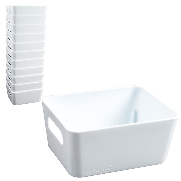 12x Ordnungsboxen - 6cm hoch - WEIss - 12,5x10x6cm - 1 Liter - Ordnungskorb - Schubladenorganizer Sc