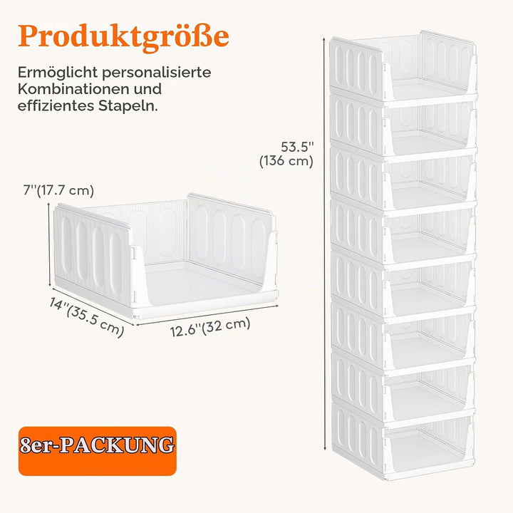 Lifewit 8er Set Stapelbare Kleiderschrank Organizer, Ausziehbar Kunststoff Ordnungssystem für Schran