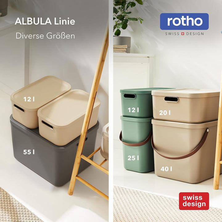 Rotho Albula Aufbewahrungsbox 25l mit Deckel, Kunststoff, Blau, Nicht zutreffend, Blau