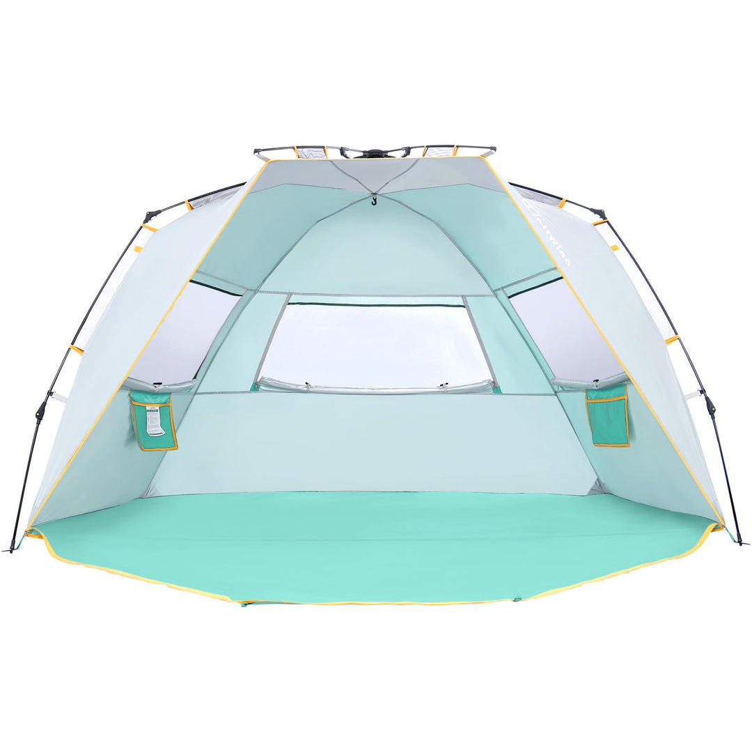 Wolfwise Strandmuschel mit Schnellaufbau für 6-7 Personen – UV-Schutz 50+, Wasserabweisend, Privater