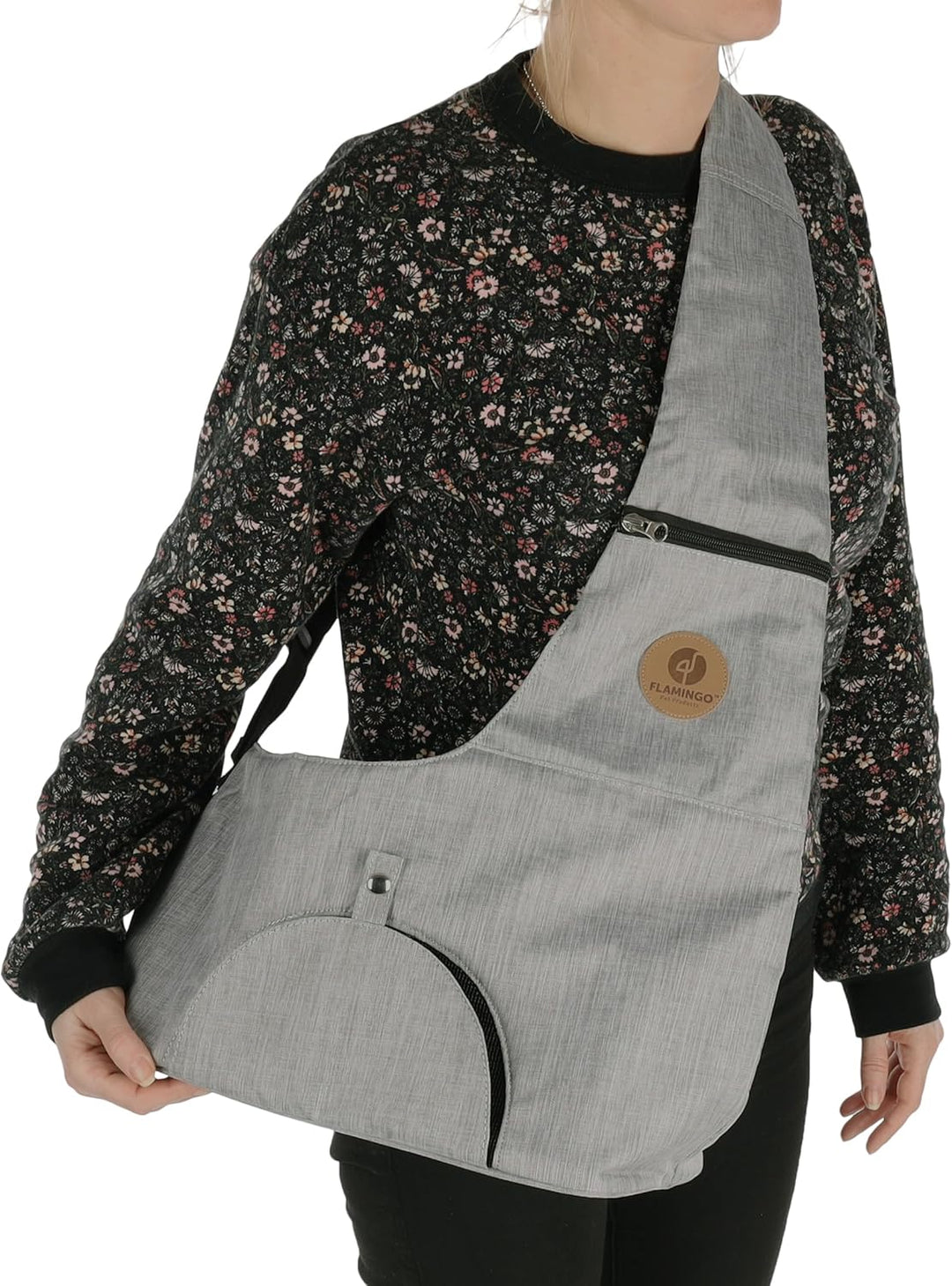 Hunderucksack - Bauchtrage Kanga Grau – 44x20x20cm – Polyester – Top-Öffnung – Abnehmbarer Boden – L