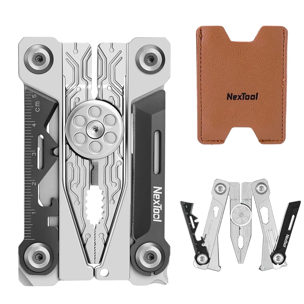 20 in 1 Faltbares Multitool Kreditkarte Edelstahl Werkzeugkarte mit Zange,Messer,Flaschenöffner Komp