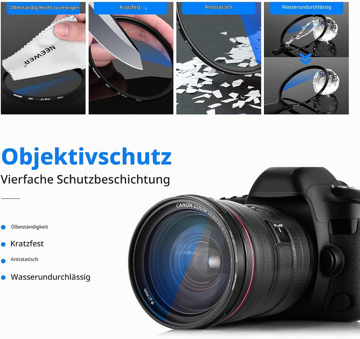 NEEWER 67mm MRC UV Filter, Schutzfilter mit 30 Schichten Multiresistente Nanobeschichtungen/HD Optis