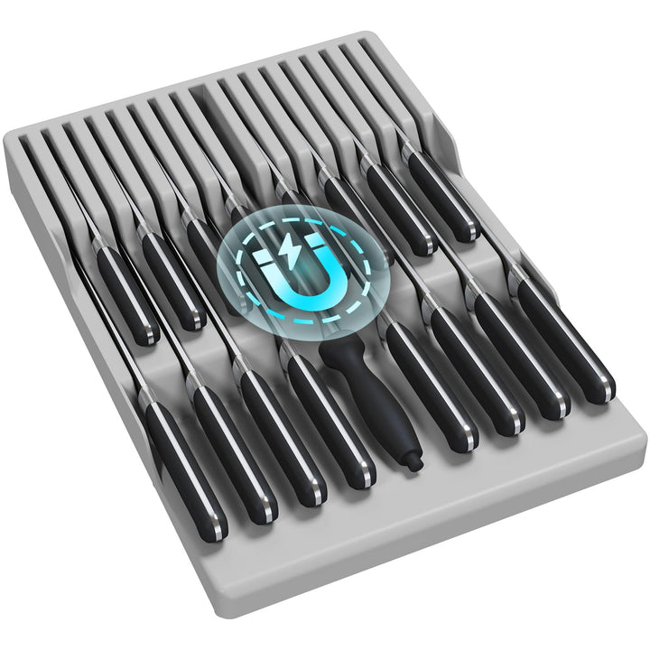 Lifewit Magnetischer Messerhalter Schublade für 16 Messer, Messer Organizer mit Rutschfestem Boden,