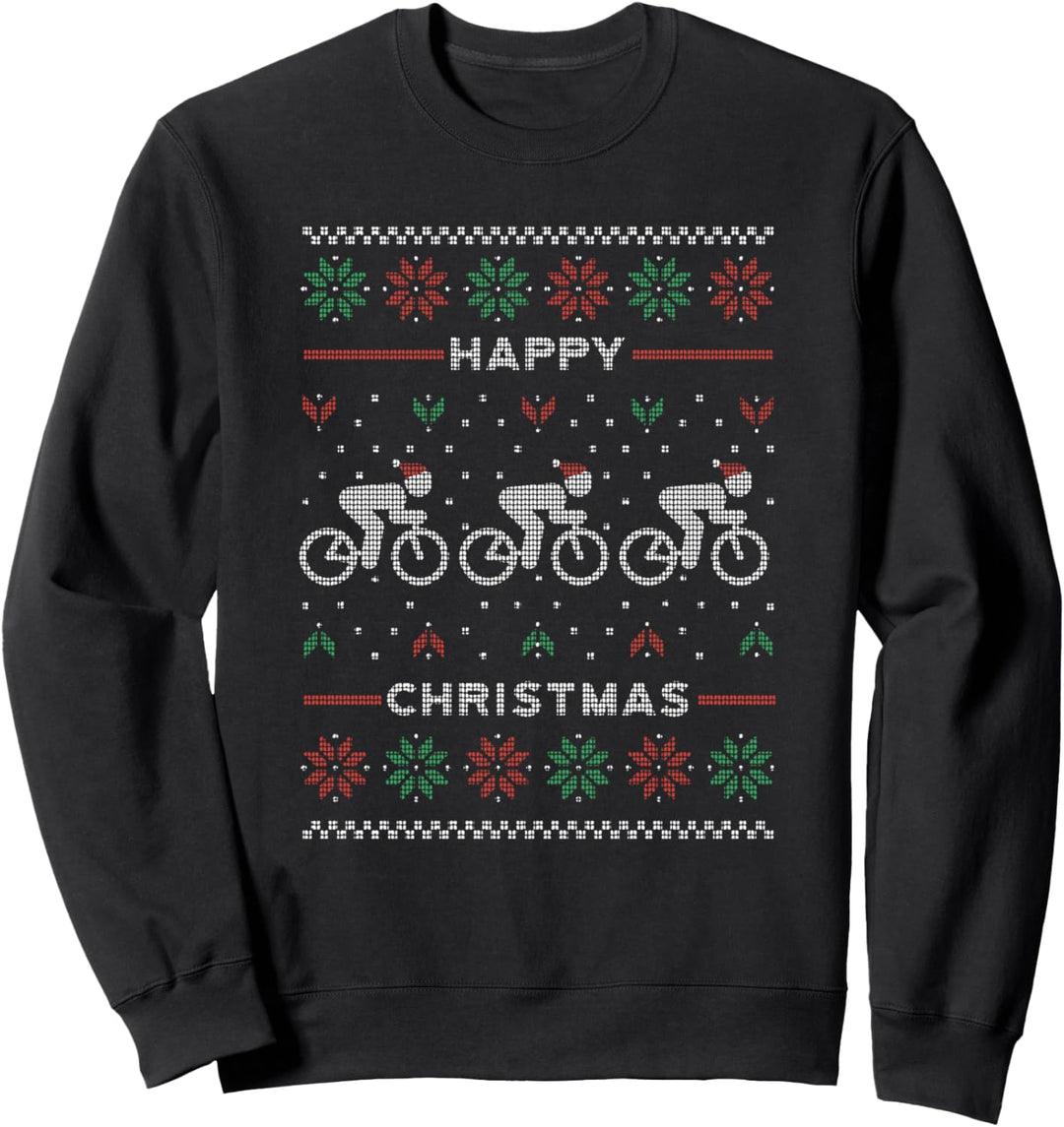 Weihnachts Ugly Sweater Fahrrad Weihnachtsmütze Sweatshirt