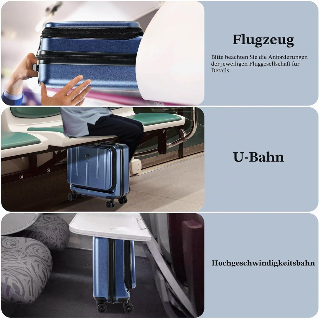 Kaleenie 16" Handgepäck-Aktenkoffer mit 2 Laptopfächern, Leichter Hartschalenkoffer mit leisen Spinn
