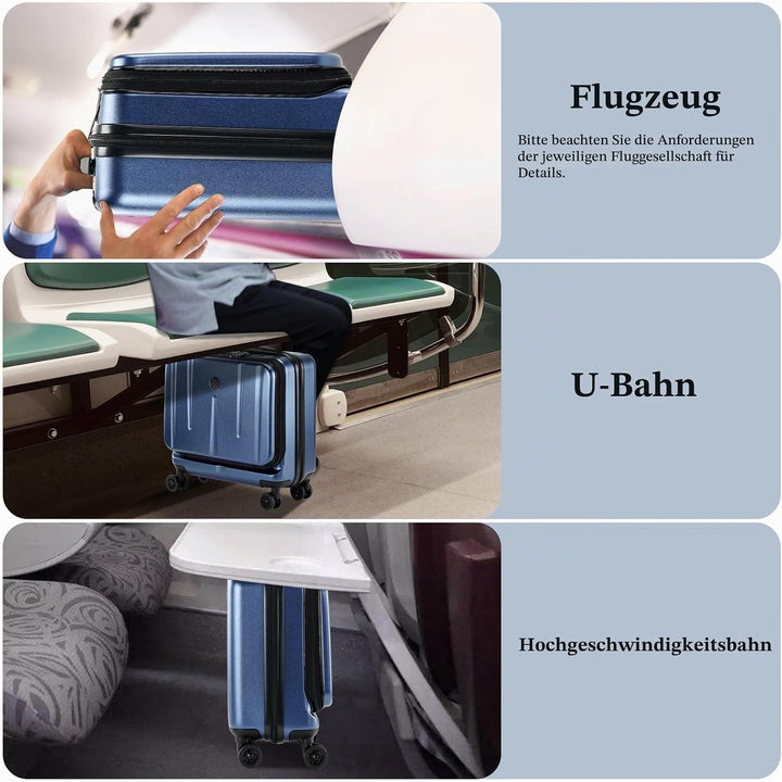 Kaleenie 16" Handgepäck-Aktenkoffer mit 2 Laptopfächern, Leichter Hartschalenkoffer mit leisen Spinn