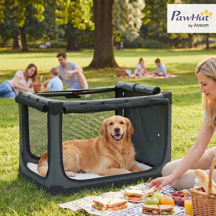 PawHut Hundebox faltbar 90x64x64cm Hundetransportbox mit Kissen abnehmbar waschbar Bezug atmungsakti