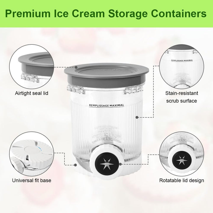 4 Stück Behälter für Ninja NC701 NC700 Swirl Creami Eismaschine, 473ML Pint Behälter BPA-frei Spülma