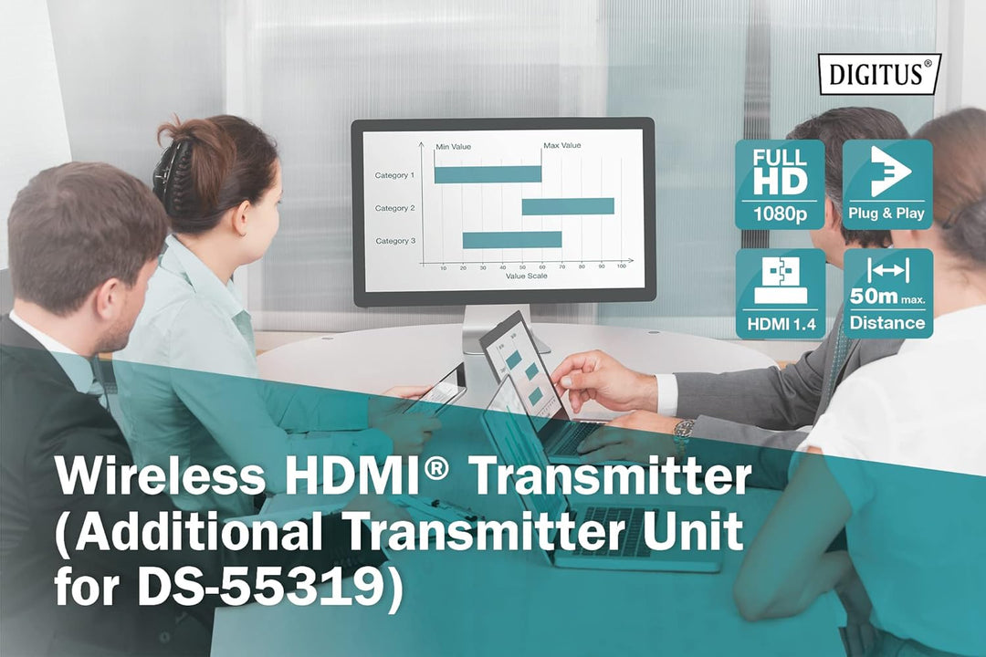 DIGITUS Click & Present Mini – HDMI-Transmitter – Für Kabelloses Präsentationssystem – Kein Treiber