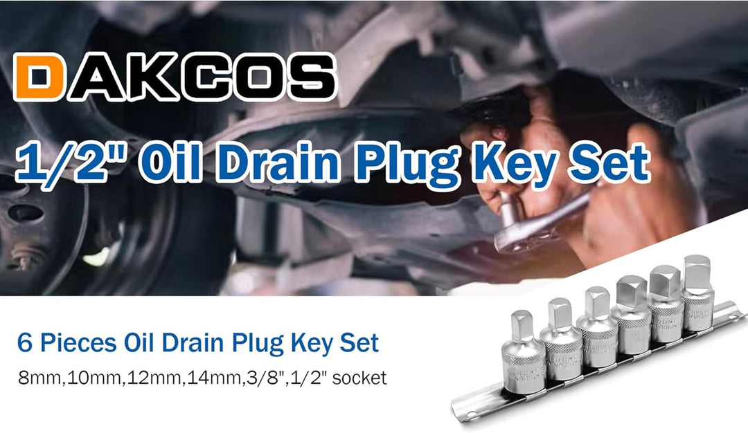 DAKCOS 1/2" Öldienst-Schlüsselsatz Öldienstschlüssel, CR-V, Profil: Vierkant(8-10-12-14-3/8"-1/2") 1