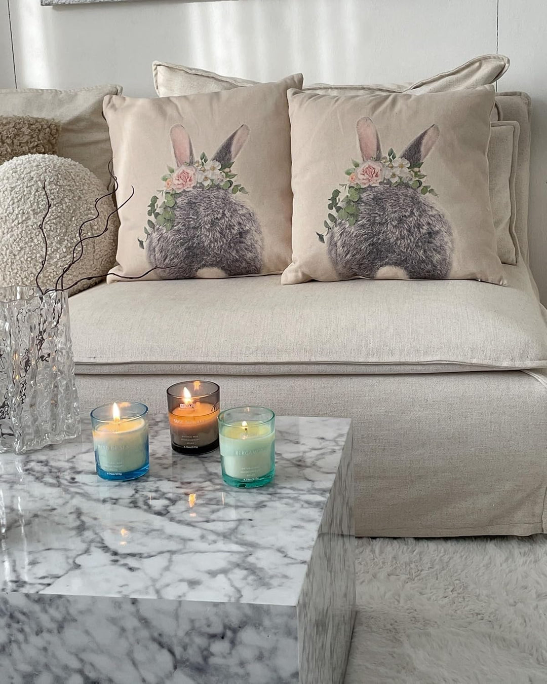 Dekokissen 2er Set Hasenmotiv mehrfarbig 45 x 45 cm Baumwolle/Polyester Fatsia
