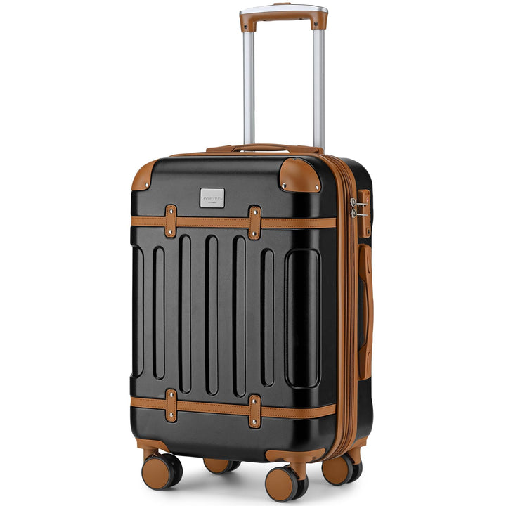 LARVENDER Gepäcksets Dehnbares Vintage-Gepäckset, 20 Inch( Carry-on) Schwarz, 50,8 Cm 20 Inch( Carry