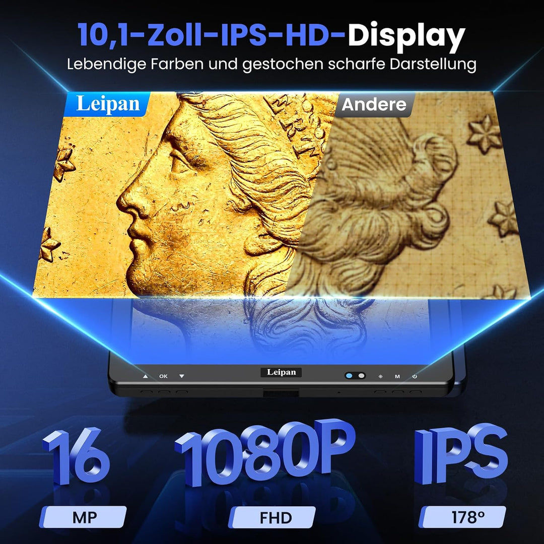 Digital Mikroskop 10,1" HD Bildschirm, 1200x Lötmikroskop mit Fernbedienung 10,1 Zoll, 10,1 Zoll