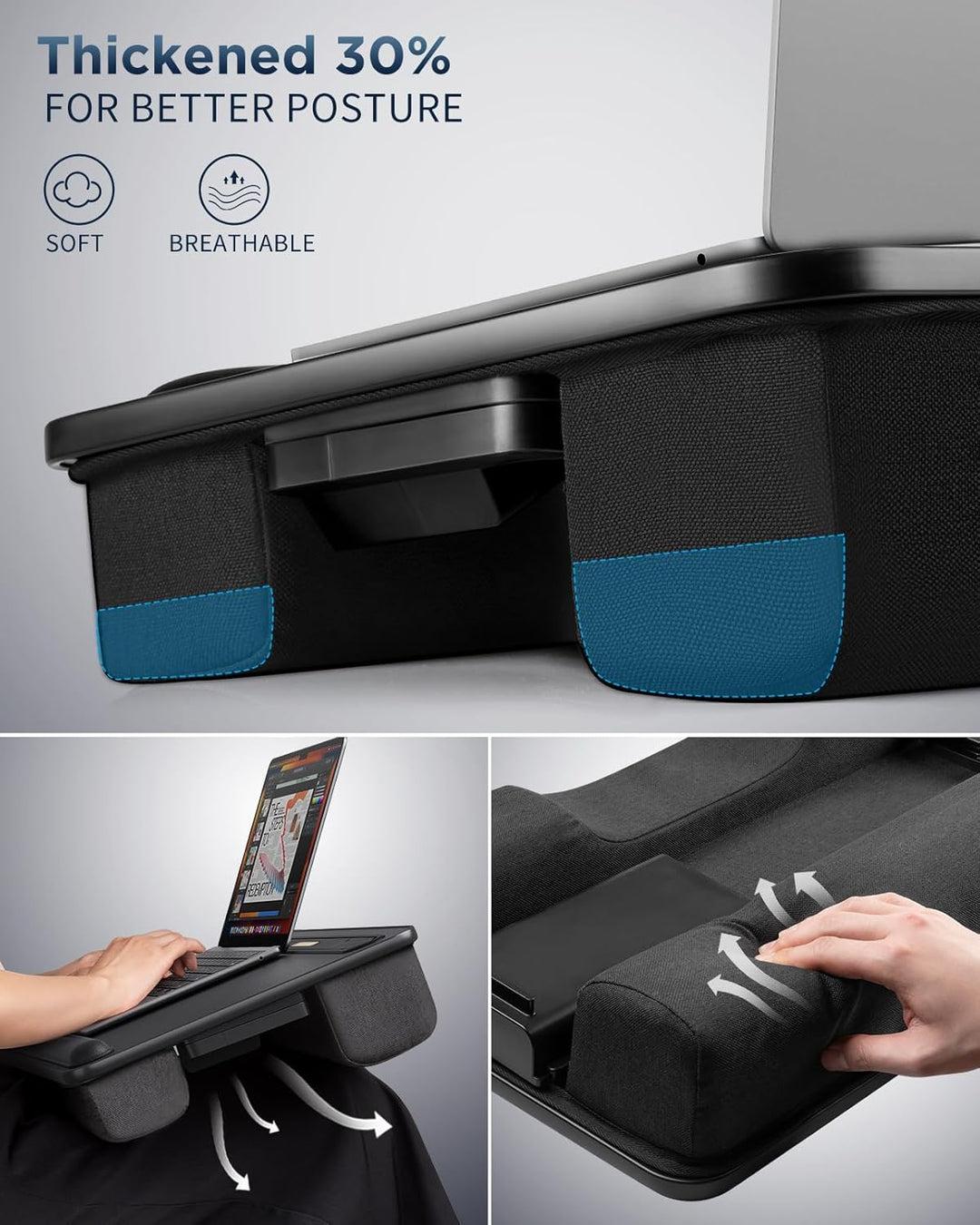 SAIJI laptopkissen mit LED-Licht, 2024 Verbesserter Laptop Ständer Bett -Passend für Laptop & MacBoo