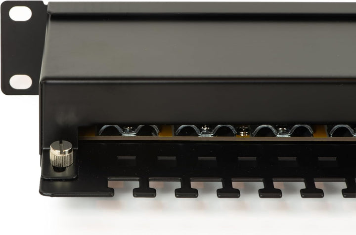 Netzwerk-Patchpanel mit 24 RJ45-Ports CAT 6 geschirmt 19" schwarz