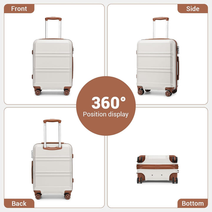 KONO Handgepäck Koffer ABS+PC Hartschalenkoffer, Kabinenkoffer 52x38x21 cm für Lufthansa & Eurowings
