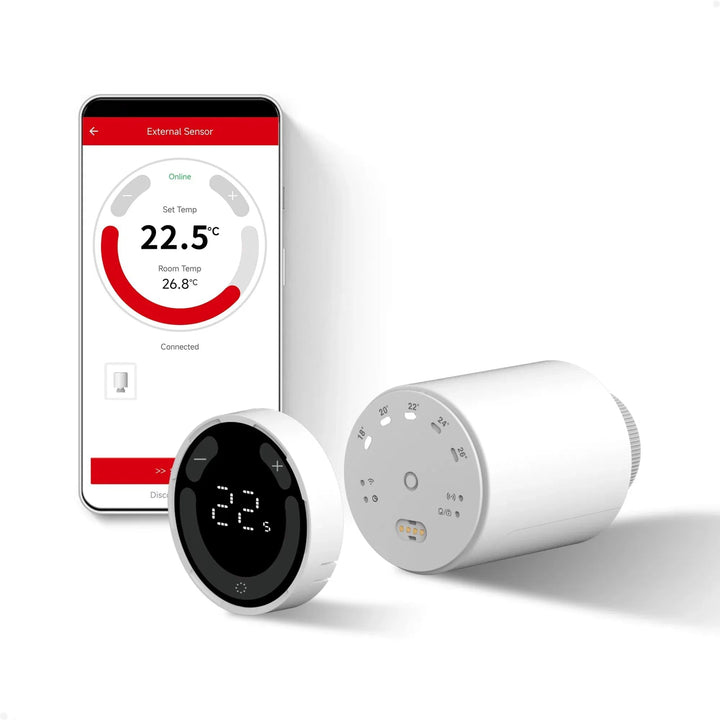 GEM Smart Heizkörperthermostat, Abnehmbares Zigbee-Thermostat mit Sensor, Präzise Temperaturerfassun