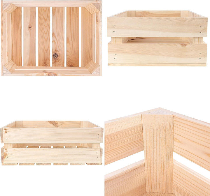 Creative Deco 3 x Holzkiste Natur | Weinkisten Set Obstkiste Holz | Geschliffen | 40 x 30 x 15 cm |
