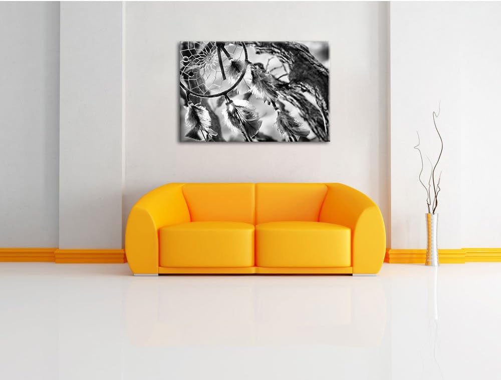 Monocrome, Traumfänger, Format: 100x70 auf Leinwand, XXL riesige Bilder fertig gerahmt mit Keilrahme