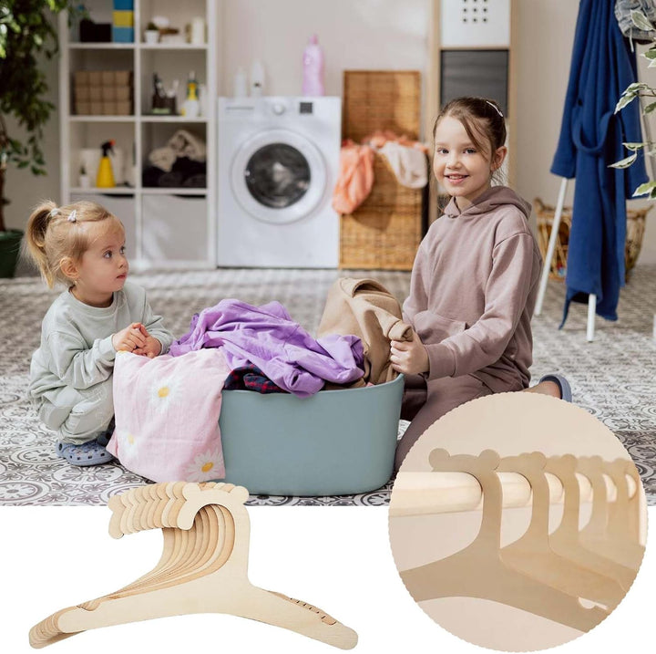 25 Stück Kinderkleiderbügel Holz, Baby Kleiderbügel Kinder, Rutschfest, Braun, Unvollendet, Kleinkin