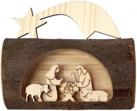 MaMeMi Must-Have für Weihnachten - Krippe aus Südtirol/Tischkrippe/Kompaktkrippe Holzstamm, Holzstam