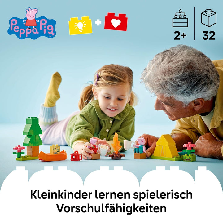 DUPLO Peppa Pig Campingausflug mit Papa Wutz – Montessori Spielzeug für Mädchen & Jungen ab 2 Jahren