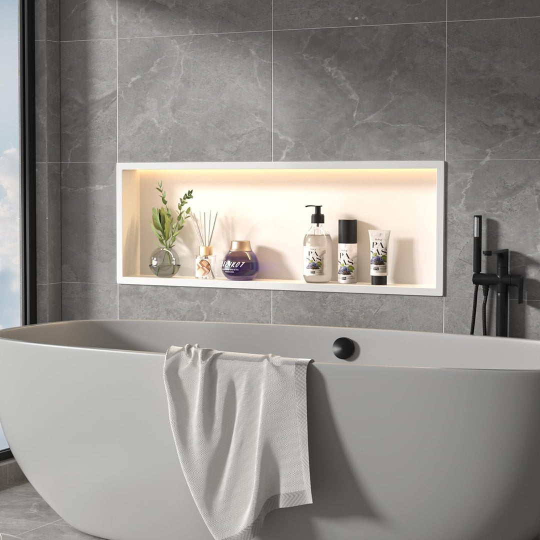 Edelstahl-Duschnische 900mm X 300mm mit geführtem Licht wasserdicht Keine Fliesen benötigte Wandnisc