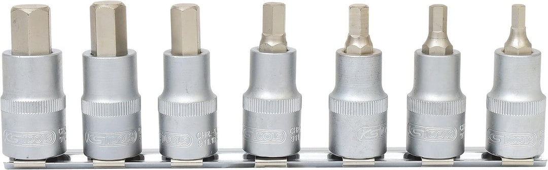 KS Tools 911.1320 1/2" Bit-Stecknuss-Satz Innensechskant, kurz, 7-tlg.